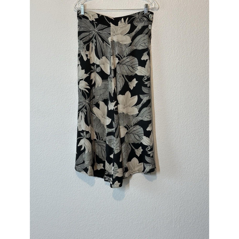 Y2K Black White‎ Floral Midi Skirt Size Medium Sag Harbor Boho
